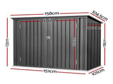 Giantz Garden Shed Wheelie Bin Storage Enclosure Outdoor Lockable Steel Cabinet SHED-FLAT-4X5-GR-AB