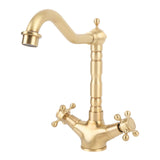 Basin Faucet Short Brass Double Handle Cold Hot Water Swivel Sink Faucet for Kitchen Bathroom V1294-YM0901-3112250016111