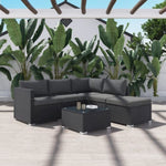 Ottoman-Style Outdoor Lounge Set in Black V264-OTF-507S-541S-BLK