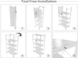 CARLA HOME 5-Tier Foldable Storage Shelf with Wheels for Kitchen, Garage, Pantry or Basement LSB-36255