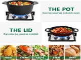 26cm 2-in-1 Cast Iron Dutch Oven & Skillet Set Pre-Seasoned Dual-Use Pot with Lid Fry Pan, Durable & V324-TSD-DUALPOT26CM