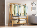 Portable Clothes Rack Coat Garment Stand Bamboo Rail Hanger Airer Closet V63-838121