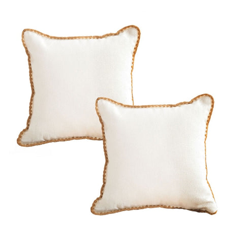 SOGA 2X 45cm Warm Wood Tone & Apricot Shell Edged Square Throw Pillow FRENCHCUSHION234X2