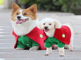 Christmas Dog Costume - Festive Hooded Cape & Green Jumpsuit Outfit V888-ELOSUNG26958
