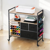 Rolling Craft Cart and Storage Table with 20 Vinyl Roll Holders 3 Drawers Black V952-QGJZHSMABGFB20V46V0