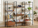 CARLA HOME 12 - Shelf Bookcase - Wood Metal Display Shelf - Brown - Rustic - Steel V178-36439