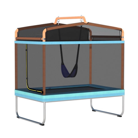 Everfit 6FT Trampoline Kids Rectangle Trampoline w/ Swing Enclosure Safety Net Orange TRAMPO-C-R6-BLOR