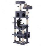 CARLA HOME 180cm Cat Tree Tower for Indoor Cats with Plush Perches, Dual Condos, Natural Sisal V178-36386