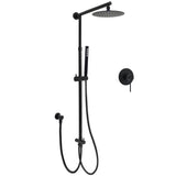 WELS Matt Black Twin Shower 8" Round Rain Head Set Sliding Rail Single Mode Handheld Mixer V1233-SC842BSS019CBLKSR108BKRD201B