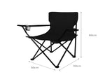 Levede 2Pcs Camping Chairs Folding Arm Black OD1012-BKX2