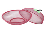 Mesh Fruit Basket with Lid,9.6in Apple Shaped Metal Storage Bowl,Fruit Fly Cover and Strainer for V1369-AZ3-W-14169