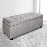 Artiss Storage Ottoman Blanket Box 97cm Linen Light Grey OTM-L2-LINEN-LI-GY