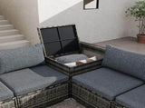 Large Modular Outdoor Ottoman Lounge Set in Grey V264-OTF-509S-541S-LGR
