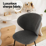 Artiss 4x Dining Chairs Sherpa Boucle Wing Back Grey UPHO-C-DIN-2514-GYX4