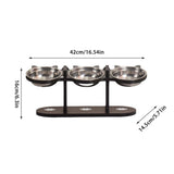 Elevated 3-Bowl Pet Feeder,15x8e Tilted Adjustable Height Stand with Stainless Steel Bowls,Non V1366-AZ2-W-17039