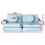 Artiss Sofa Bed 2 Seater Couch Kid Play DIY Modular Lounge Chaise Suite Velvet SBED-E-VEL-02-BL-ABC