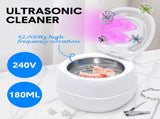 Ultrasonic UV Cleaner Portable 42khz Dual Mode Cleaner 180-220ml with Chamber and Timer for Dentures V985-ULTRASONICCLEANER