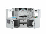 Keezi 112cm Wooden Pretend Kitchen Playset Kids Toy Sink Stove Grey PLAY-WOOD-TAP-GY