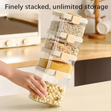 Push-type Sealed Box Storage Jar, Airtight Food Storage Containers with Lids, Plastic Kitchen and V1107-122-41502-CLR-3PCS