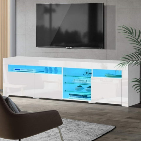 Artiss Entertainment Unit TV Cabinet LED 180cm White Bobi FURNI-O-LED-TV180-WH-AB