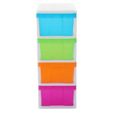MEGA 4 Tier Drawer Storage Shelf Unit Organiser Plastic Level Office Cabinet in Coloured V563-UI8748