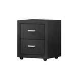 Artiss Bedside Table 2 Drawers Fabric - CADEN Charcoal BFRAME-E-BSIDE-CHAR