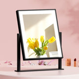 Embellir Makeup Mirror 25x30cm Hollywood Vanity with LED Light Rotation Black MM-STAND-2530LED-BK
