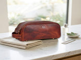 Leather Toiletry Bag for Men Leather Unisex Make-up Bag Travel Dopp Kit V1003-AARO-WB09