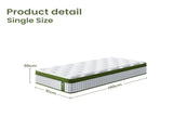 BedStory Single 30cm Hybrid Mattress Cooling Gel Memory Foam 5 Zone Pocket Spring Bed Temperature XFGH-MA-D-PC-30-S-WH