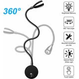 Bedside Wall Lamp 2 Pack Lights Wall Mounted Light LED Gooseneck Light 3W, 6000K Warm White V1188-MS-227-2093