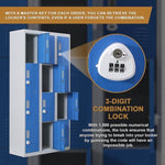 12-Door Locker for Office Gym Shed School Home Storage - 3-Digit Combination Lock V63-838991