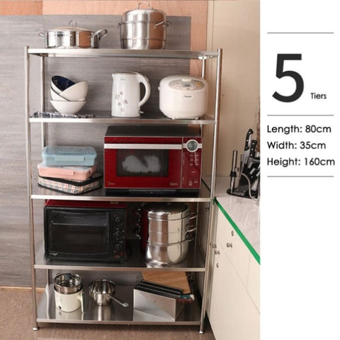 5 Tiers 160cm Height Stainless Steel Kitchen Microwave Oven Storage Rack Multilayer Organizer for V255-SSSHELF-5T80