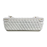 3 Seater Sofa Beige Velvet Fabric Solid Wood construction Gold Stainless Steel Trim V43-SOF-DUK3SBG