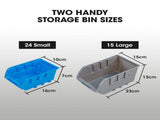 BAUMR-AG 39 Parts Bin Rack Storage System Floor Mount - Blue V219-STRBRKBMRAF39B