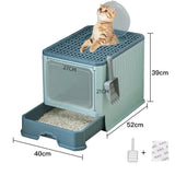 Top-Entry Cat Litter Box with Drawer-Enclosed Design, Easy Clean, Odor Control, Anti-Tracking Lid V888-ELOSUNG10201