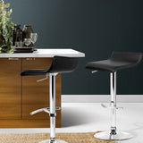 Artiss 2x Bar Stools Adjustable Gas Lift Chairs Black BA-TW-NEWT706-BK-X2