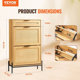 VEVOR Rattan Shoe Cabinet, Narrow Shoe Storage Organizer with 2 Flip Rattan Drawers & 1 Slide V952-FCTBXJ2C1XC2OJCICV0