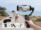 Devanti 3-Axis Gimbal Stabilizer with Tripod for Smartphone, Foldable Selfie Stick PSL-L9-F3G-BK