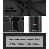 Instahut 4.57m Outdoor Umbrella w/Base Stand Beach Pole Garden Tilt Black UMB-POLE-4-BASE-50N-BK