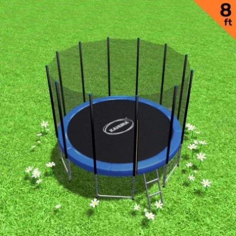 Kahuna 8 ft Outdoor Round Blue Trampoline for Kids and Children TRA-BLZ-08-BU