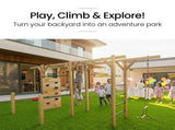 ROVO KIDS Ultimate Outdoor Monkey Bars Playset Frame, with Climbing Wall, Disc Swing, Rope Ladder V219-PLYNJPRVMB3B
