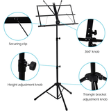 CAAdjustable Music Stand, Portable Foldable Metal Stand with Carrying Bag, Lightweight for Storage V1237-ZY-203-4163