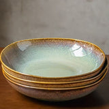 Ceramic Plates Flame Pattern Plates Deep Salad Bowls Noodle Bowls Fruit Plates - Multi - Size L V1347-122-42848-MLT-L