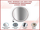 Oval Mirror LED Anti-Fog Illuminated Bathroom Living Room V63-840651