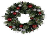 Christabelle 61cm Christmas Wreath with LED Lights Baubles Berries Red Silver Front Door Decora 112_SENJB61