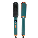 Negative Ion Electric Hair Comb Brush Dual Purpose Hair Straightener Curler Styling Tool GreenUS V1294-YM0901-3113210117714