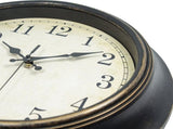 35 cm Classic Country-Style Wall Clock, Silent Analog Quartz Movement, Antique Black and Bronze V1188-MS-731-042