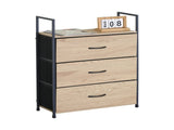 CARLA HOME 3 Drawer Tallboy Large Storage Cabinet - Brown - Rustic - Steel - Chest Drawers Tallboy V178-36453