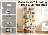 Artiss 7 Tier 360&deg Rotating Shoe Rack Storage Display Shelf White DIY-SHOE-ROT01-WH
