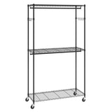 VEVOR Heavy Duty Clothes Rack, Rolling Clothing Garment Rack with 3 Storage Tiers, 2 Rods and 2 V952-JYKCYJ3848123WVQNV0